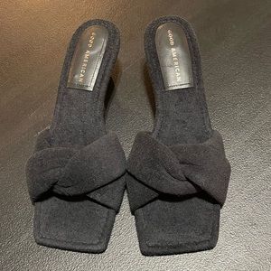 NWT Good American Terry Kickstand Mule Black Heels